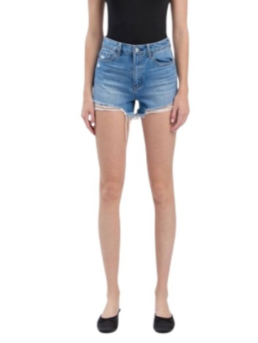 Lovervet High-Rise Mom Frayed Hem Distressed Shorts-NWT
